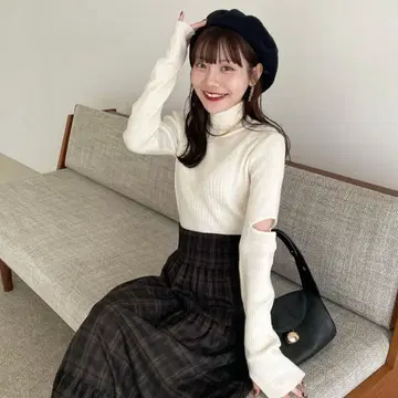 hinari 셔링 캉캉 스커트 체크 택 포함 미개봉 새상품