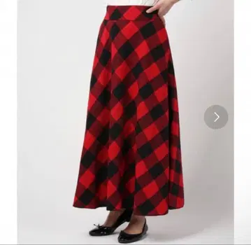 MILKFED 블록 체크 롱 플레어 스커트