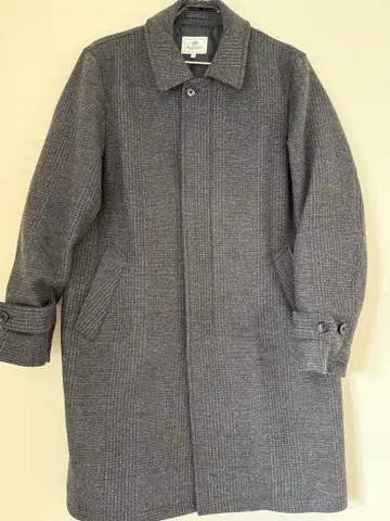 BEAMS 그레이 체크 무늬 체스터 코트