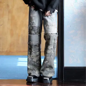 정가 8,778엔 [neos] 루즈 실루엣 카모플라주 데님 팬츠 M