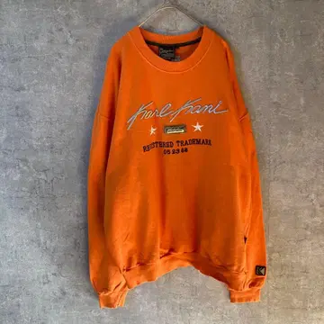 Karl Kani 맨투맨 자수 트레이닝복 오렌지 XL 사이즈 빅 루즈