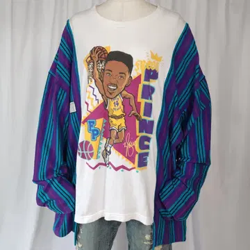 프리 사이즈 구제 의류 리메이크 프레쉬 프린스 윌 스미스 도킹 셔츠