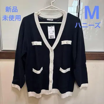 미사용 새상품 포켓 포함 V넥 가디건 허니즈 네이비 사이즈 M