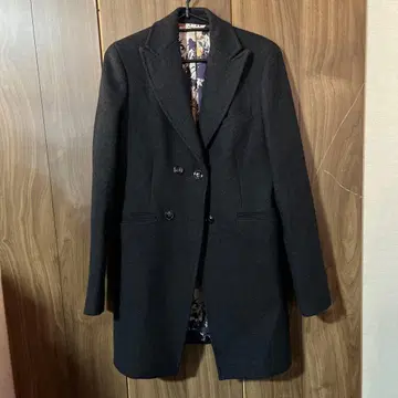 블랙 더블 브레스트 롱 코트