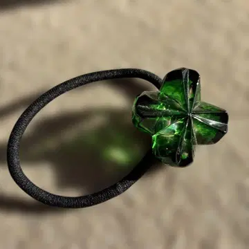 작가 유리 그린 클로버 헤어 액세서리