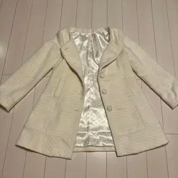 R.F. 화이트 울 코트 화이트 복슬복슬 귀여운 크리스마스 신년