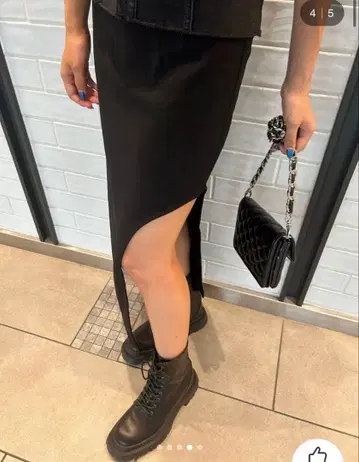 evris 딥 사이드 슬릿 롱 스커트