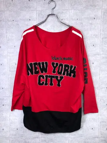 BABY SHOOP 구제 의류 파일 와펜 NY 절개 풀오버 상의