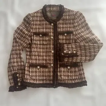 핑크하우스 노카라 트위드 자켓 L 사이즈 새상품급