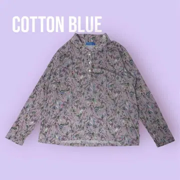 COTTON BLUE 꽃무늬 올 패턴 셔츠 LL 사이즈 긴팔 S-1418