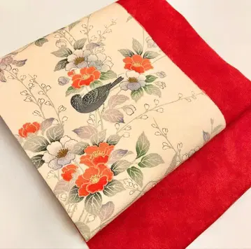 나고야 오비 순수 실크 새 손글씨 염색 꽃 9촌