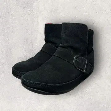 새상품급 핏플랍 스웨이드 미들 부츠 블랙 통굽 UK38