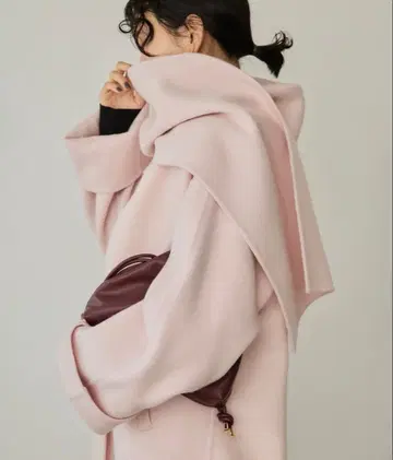 SUPER140 더블 페이스 노카라 코트 스톨 핑크