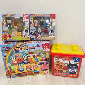 호빵맨 블록 인형 뱅글뱅글 놀이공원 블록 첫 블록 바구니 L