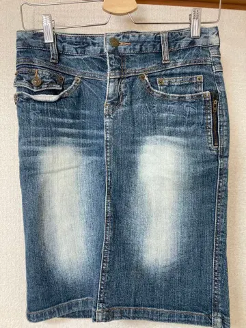 LUIEZ 데님 타이트 스커트 블루