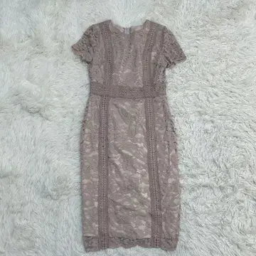 RUIRUE BOUTIQUE 자수 레이스 롱 원피스 더스티 핑크