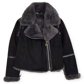 [ 새상품급 ] ZARA 자라 페이크 무스탕 보아 자켓 블랙 S