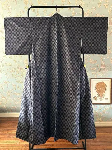 본고 오시마 명주 세련된 바둑무늬 아름다운 남색