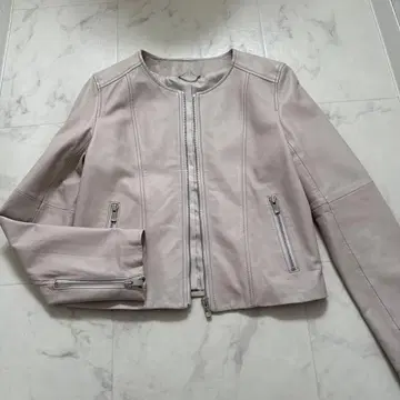 아나이 램 가죽 노카라 자켓