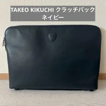 TAKEO KIKUCHI 네이비 가죽 클러치백
