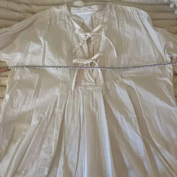 큰 사이즈 화이트 코튼 리본 셔츠 코튼 100%