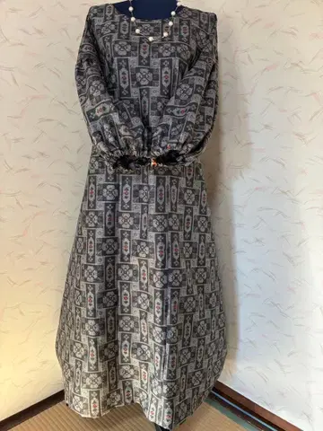 오시마 명주 기모노 리메이크 롱 원피스