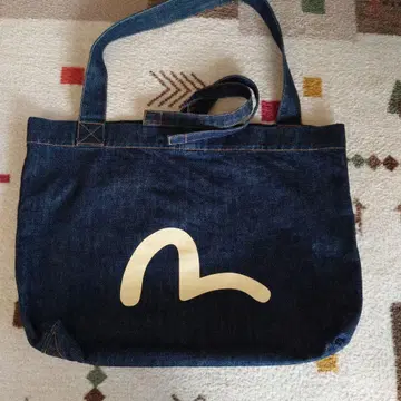 EVISU 데님 토트백 골드 로고 포함