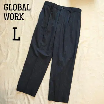 GLOBAL WORK 어반 와이드 슬랙스 네이비 스트라이프 L