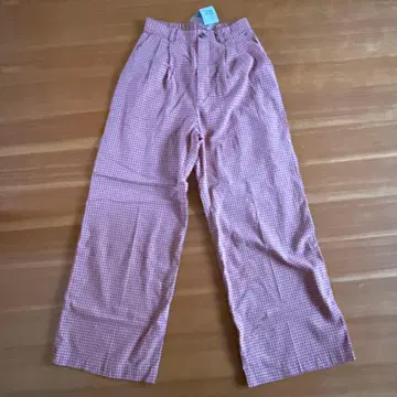 cpcm 빨간색과 화이트 체크 캐주얼 팬츠