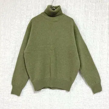 3428 베네통 터틀넥 스웨터 울 100% 그린 L