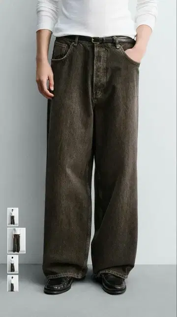 ZARA 배기 핏 데님 팬츠 다크 브라운 EU36