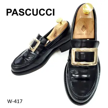 파스쿠치 로퍼 라운드토 메탈 버클 블랙 EU36 가죽