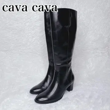 [새상품] cava cava 천연 가죽 롱 부츠 블랙