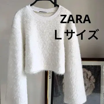 [ 새상품 ] ZARA 자라 라메 샤기 니트 화이트 플레어 소매