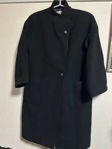 블랙 롱 코트 스탠딩 칼라 9AR