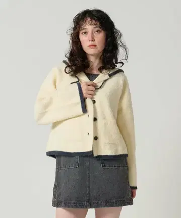 후드 부착 샤기 니트 아우터 TINA:JOJUN