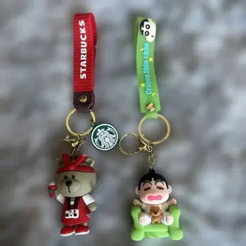미사용품 짱구는 못말려(크레용 신짱), STARBUCKS 곰 키링 세트