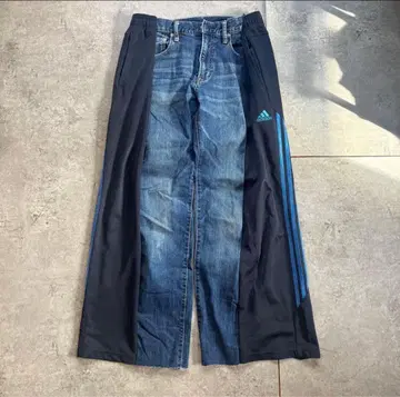 구제 의류 리메이크 재구축 배기 플레어 데님 y2k 그런지