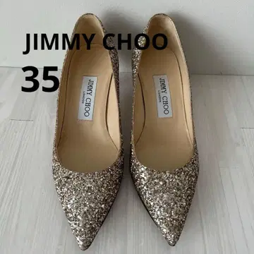 JIMMY CHOO 글리터 하이힐 펌프스 골드 포인트
