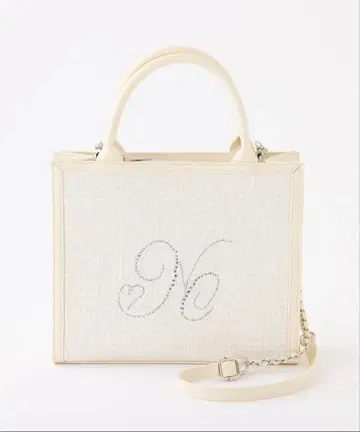 비쥬 로고 트위드 미니 토트