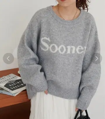 Discoat 멜란지 자카드 로고 니트 택 포함 미사용 새상품