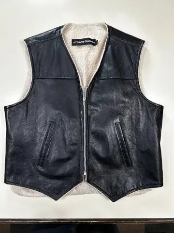 할리 가죽 보아 안감 베스트 블랙