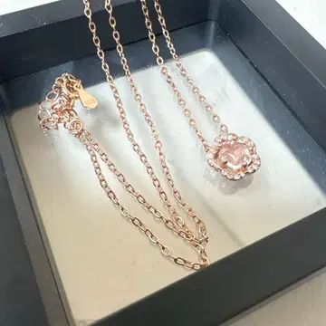 로즈 골드 플라워 모티브 실버 목걸이 S925 은