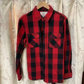 AVIREX USA 빨검 체크 플란넬 셔츠 M