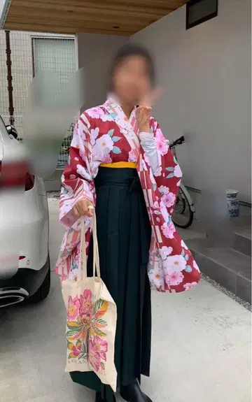 졸업식 하카마 스타일 기모노 초등학생