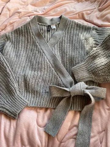 H&M 그레이 니트 랩 가디건 XS