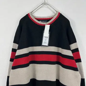 00s y2k charly 래글런 보더 코튼 니트 스웨터