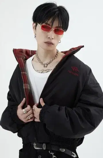 L2142 리버서블 체크 아우터 L (black) 지저인 ONLINE