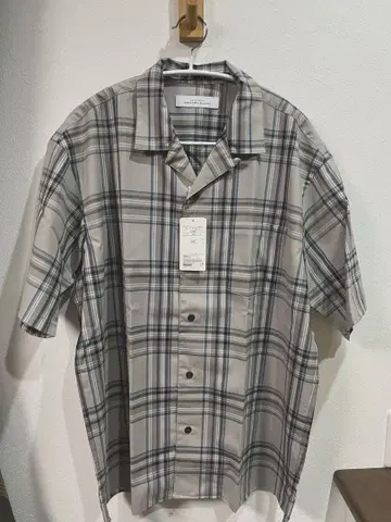 UNITED ARROWS 체크 반팔 셔츠 그레이 계열