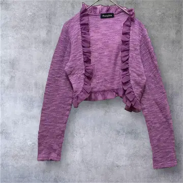 a1881 [호박] 새상품급! 볼레로 프릴 니트 가디건 보라색 F